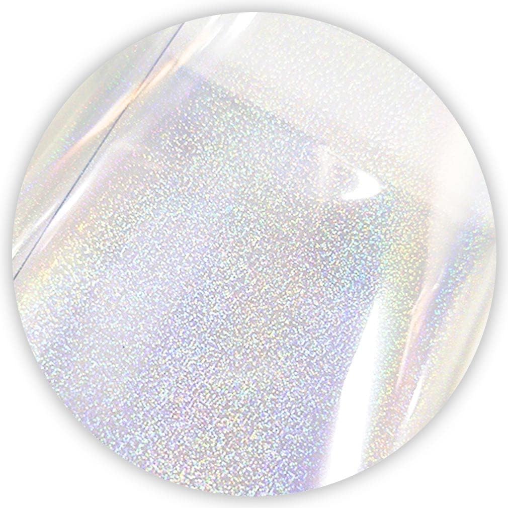 12x53 Inch Iridescent Clear Film Dots Pattern Laser Mirror Rainbow Transparent PVC Waterproof Vinyl for Bows Jewlery Bags Making DIY Crafts