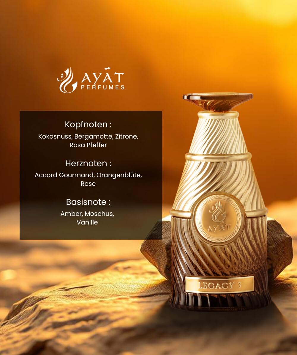 AYAT PERFUMES - Extrait de Parfum - LEGACY 3 - Fragrances Orientales et Élégantes pour Homme et Femme - 100 ML