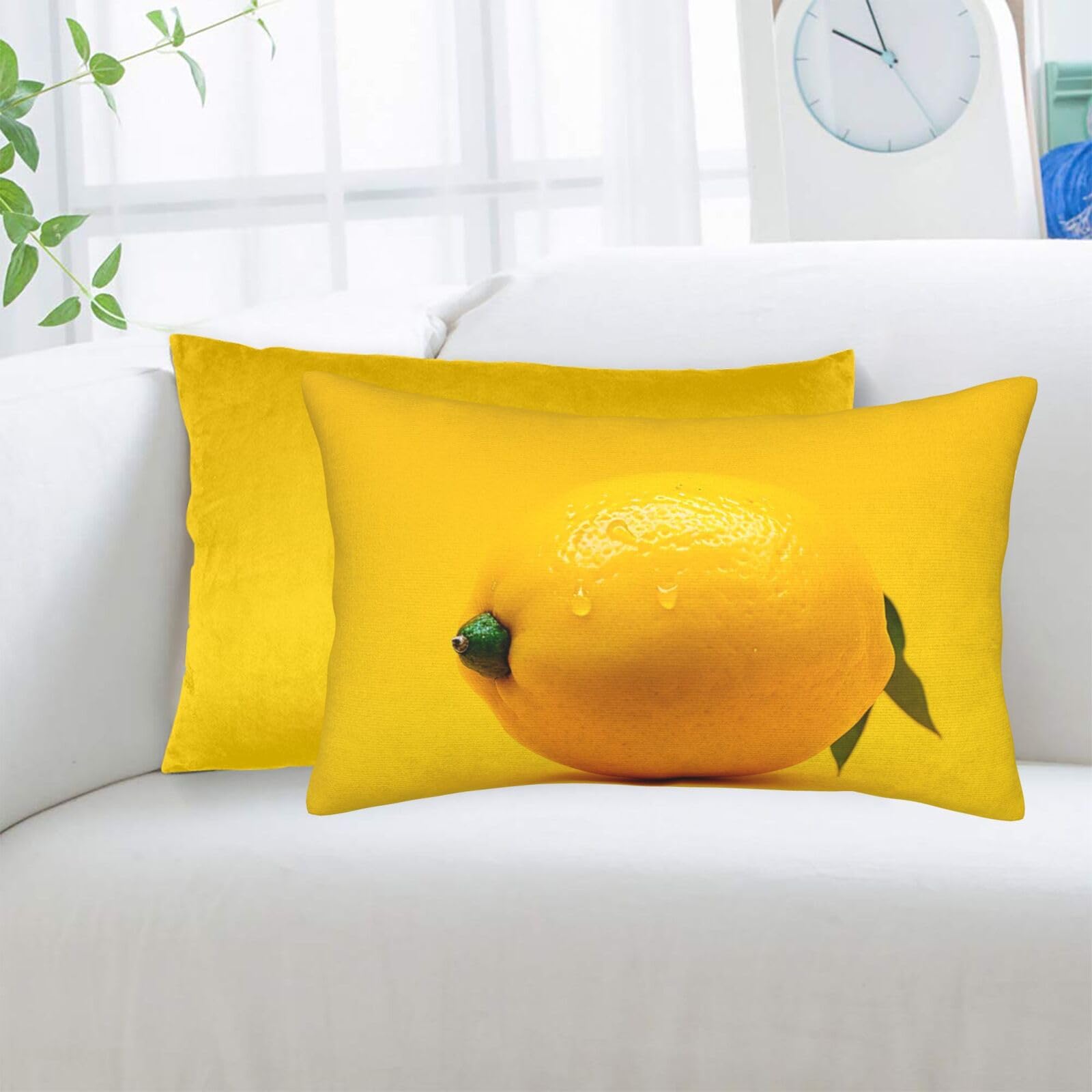 Lemon On Yellow Background Standard Pillowcases Sets of 2, Ultra Soft Microfiber Plush Pillow Cases 20"X30" Comfort Decorative Throw Pillow Cover with Hidden Zipper for Bedroom, Sofa, Couch