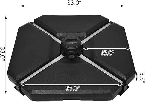 Miniatura 4 de Tangkula Base de sombrilla de patio con desplazamiento en voladizo, 4 unidades, 195 libras, con forma de triángulo, arena y agua, placa base de