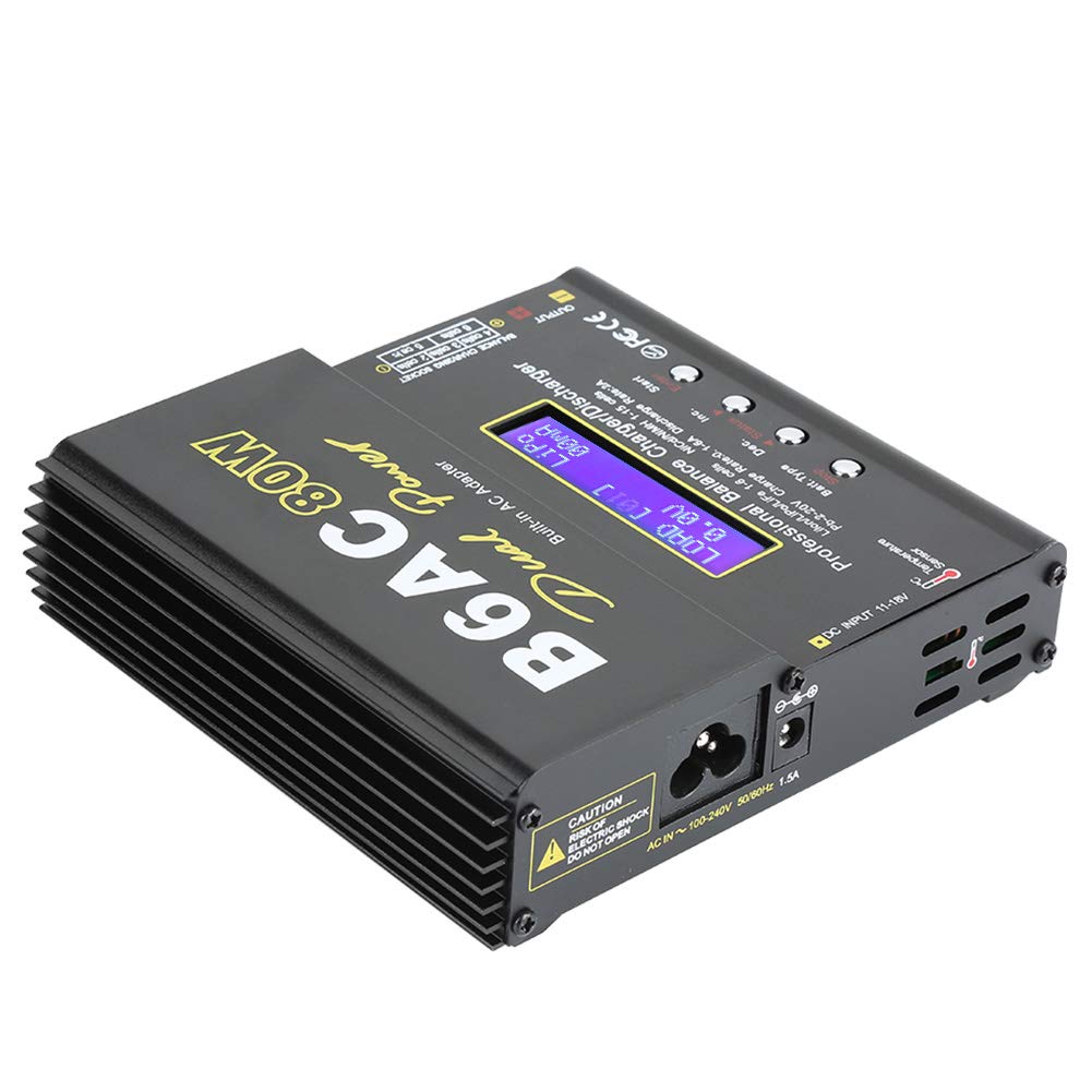 FTVOGUE B6AC 80W Cyfrowa ładowarka LCD Wyładowarka RC Ładowarka z Wbudowanym Zasilaczem do Akumulatorów Litowo-jonowych LiPo NiMH NiCd RC