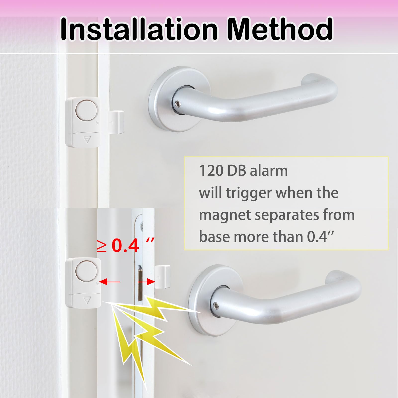 Lot de 10 détecteurs d'alarme de porte et fenêtre, alarme forte de porte ouverte de 120 dB, alerte de sécurité pour enfants pour la maison, l'appartement, le bureau, l'armoire et la piscine