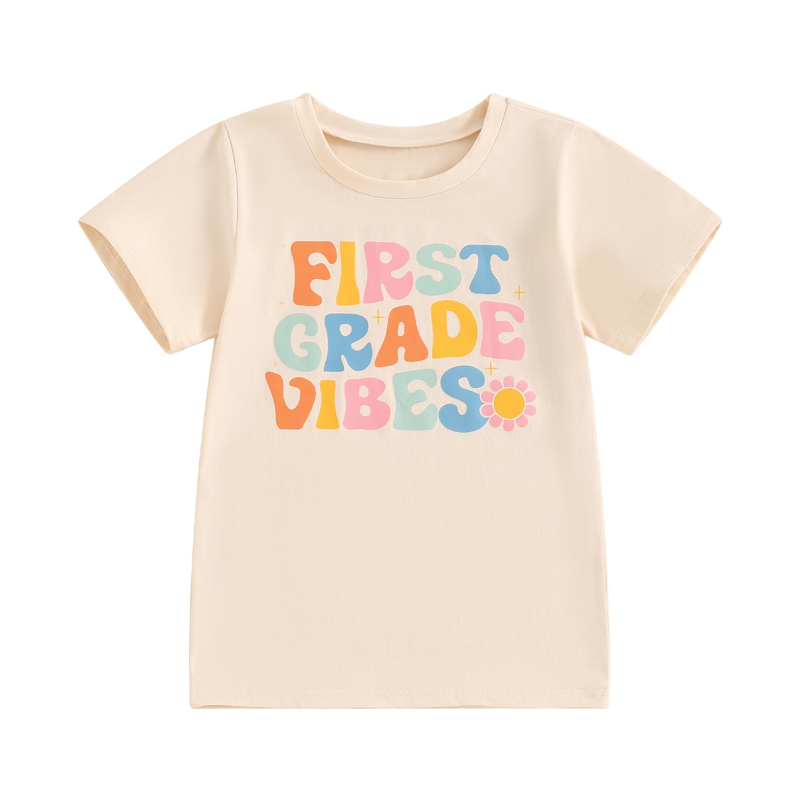 Toddler Baby Girl Back to School Outfit Kindergarten Pre K First Grade Short Sleeve T-Shirt First Day of School Tops