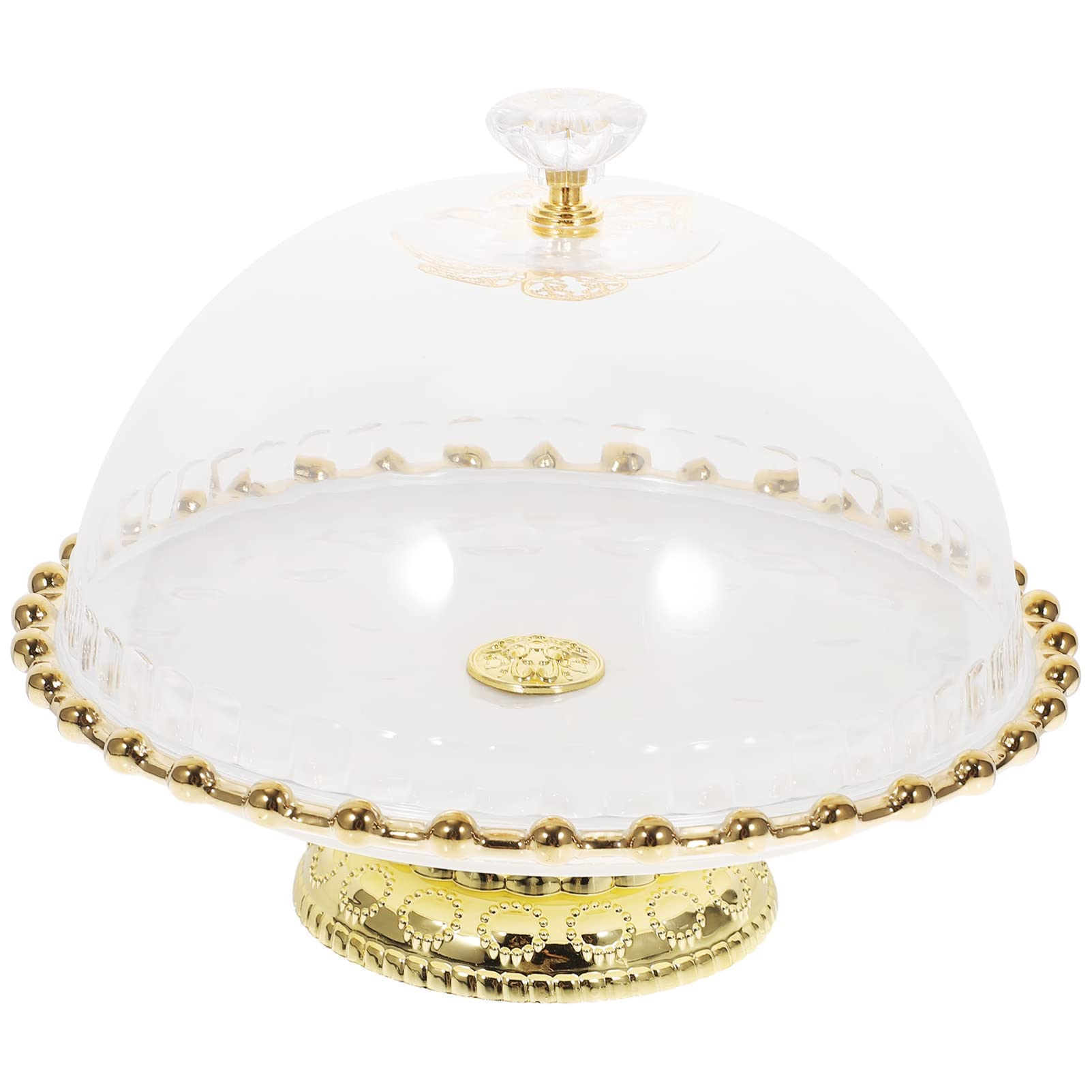 ELECDON Cake Tray with Glass Dome, Round Clear Cloche Dome Cake Plate, Cupcake Stand Pastry Display Dish Cake Pan Cover for Cake Dessert White