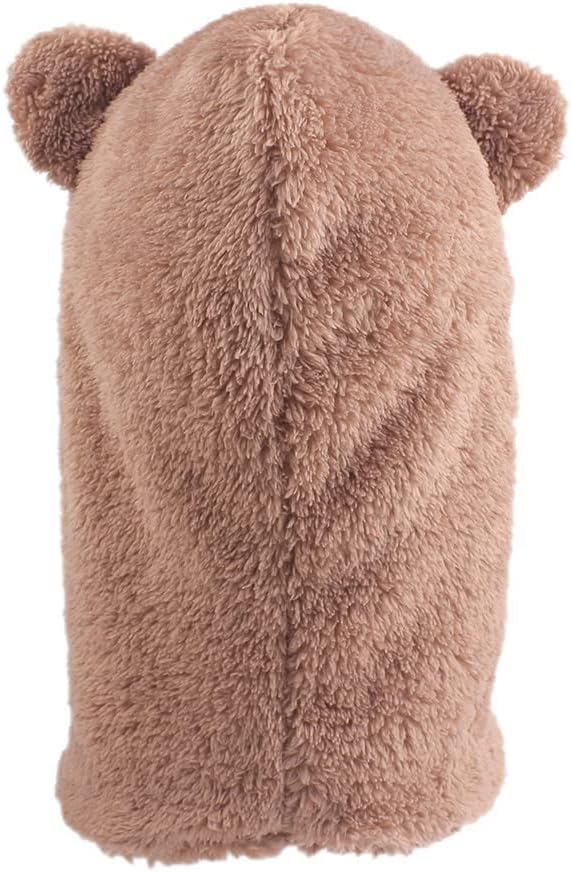 2 in 1 Kids Bear Hat Scarf Toddler Balaclava Winter Warm Beanies Cap Thick Fleece Skull Caps for Boys Girls4