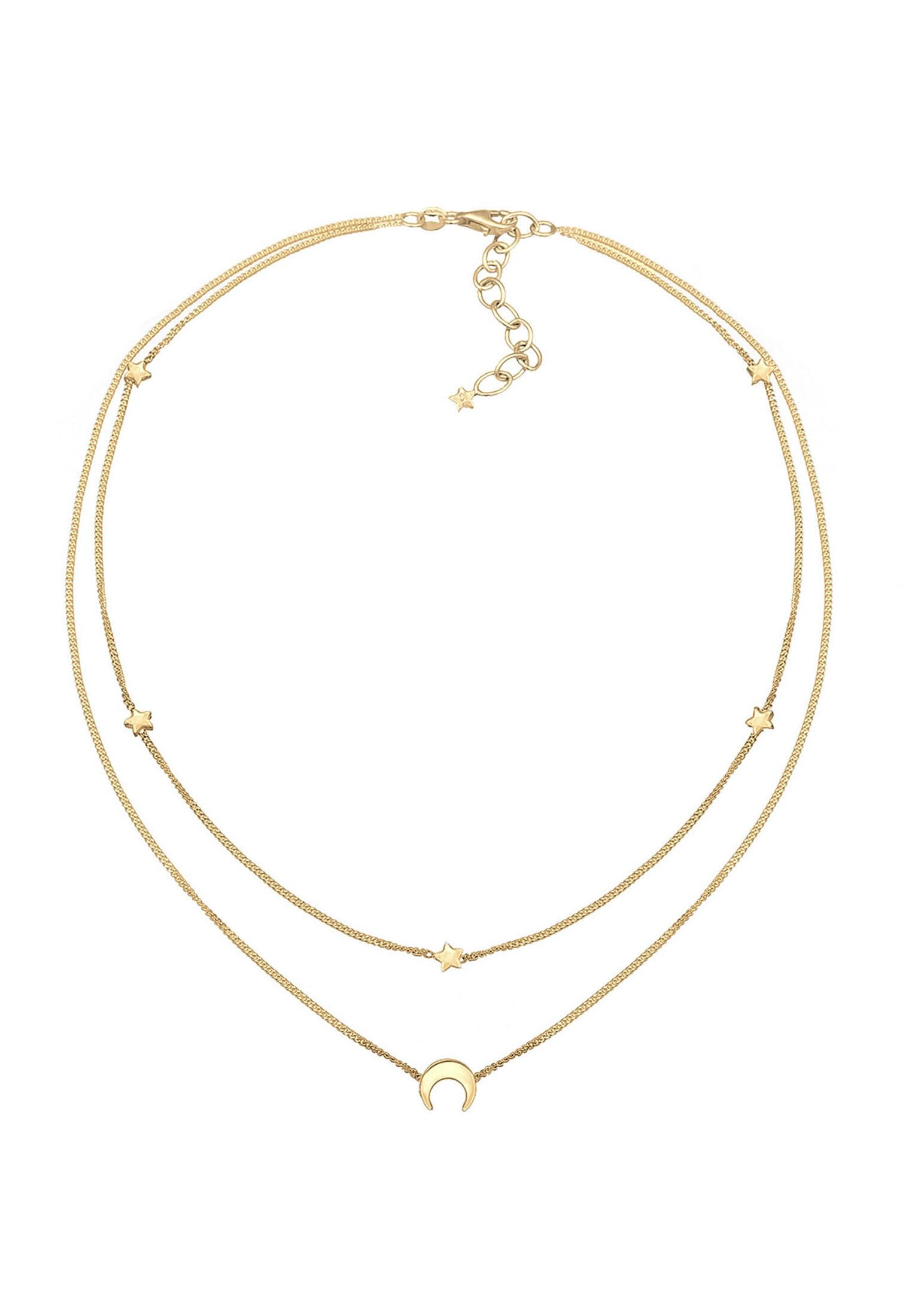 Elli Collana Donne Girocollo Strati Astro Stelle Mezza Luna in Argento Sterlino 925