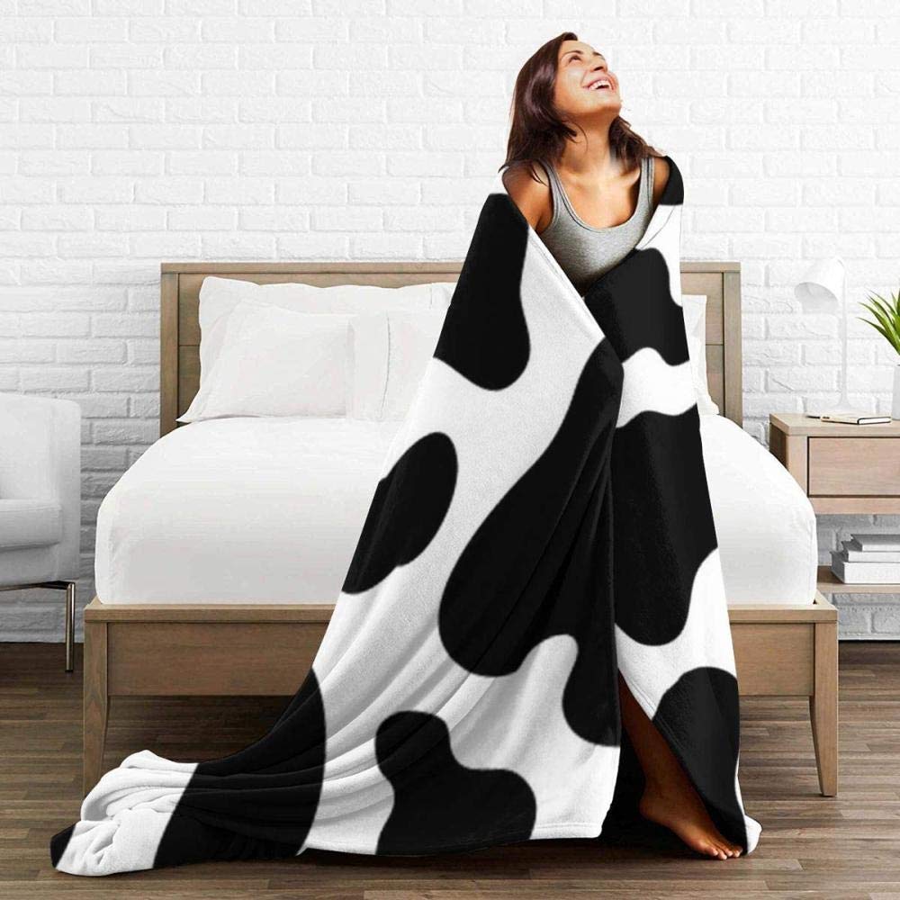Couverture Qui Brille Dans Le Noir - Motif Peau De Vache - 127 X 178 Cm - Douce Et Lavable - Pour Canapé, Lit, Voyage - 3