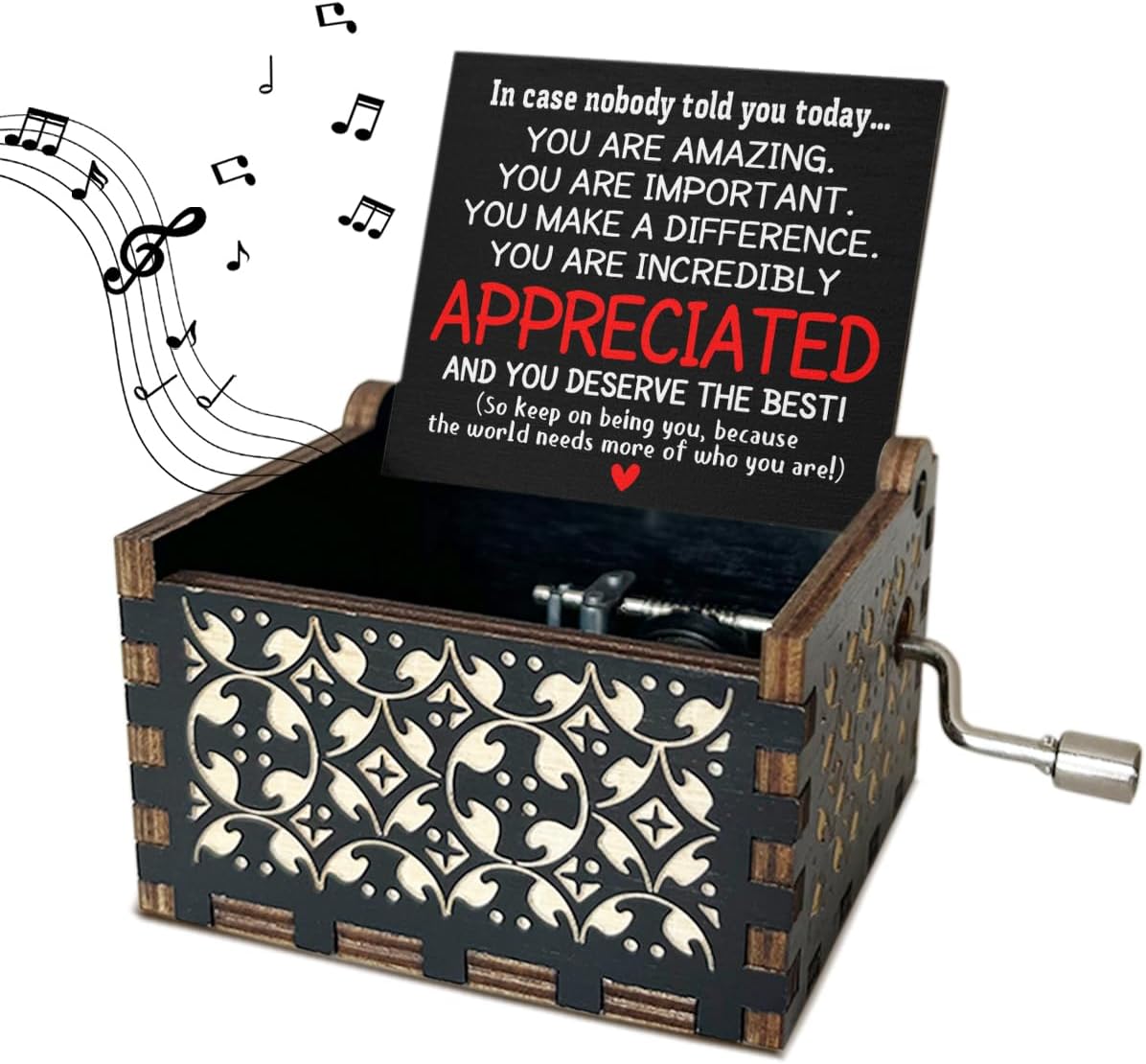 You are Incredibly Appreciated Wooden Music Box with Handle Encouraging Gifts for Women Vintage Hand Crank Music Boxes U R My Sunshine Music Boxes for Women Affirmations Gifts for Best Friends - DH464