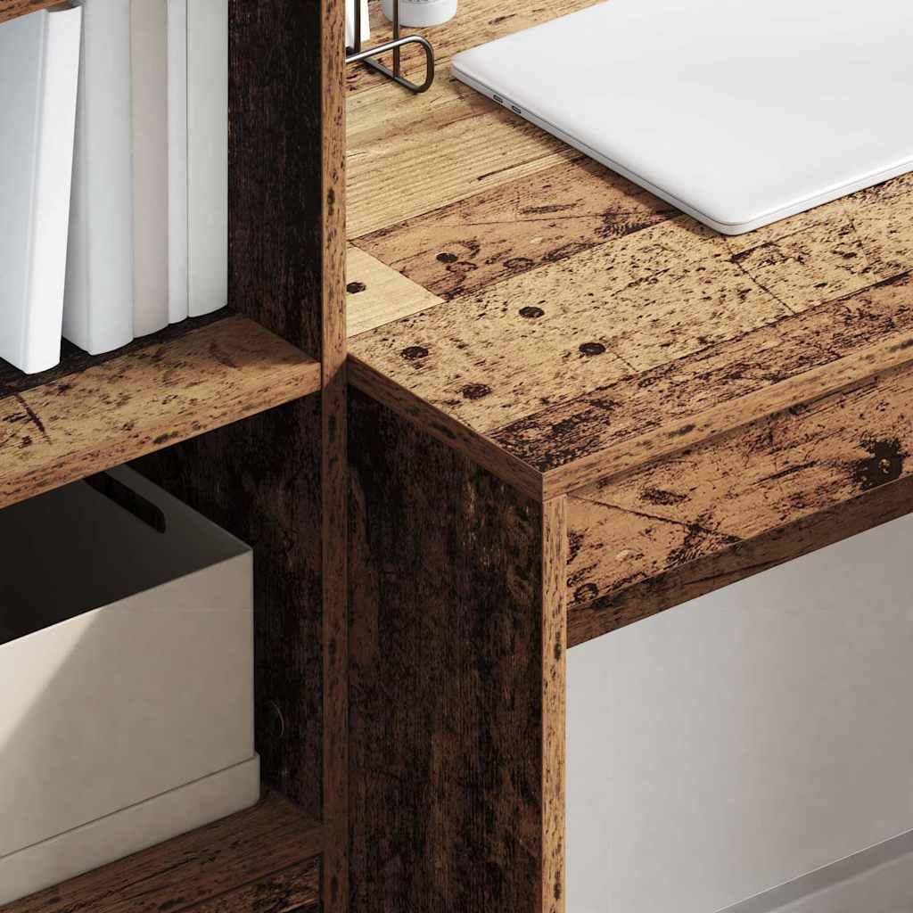 Scrivania in legno anticato, 100 x 50 x 76 cm, compatta, per casa, ufficio, studio, con piano stabile per postazione di lavoro organizzata
