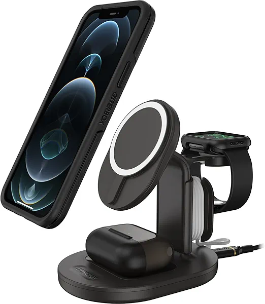 OtterBox 3-in-1 Wireless Charging Station 2.0 for MagSafe - Black