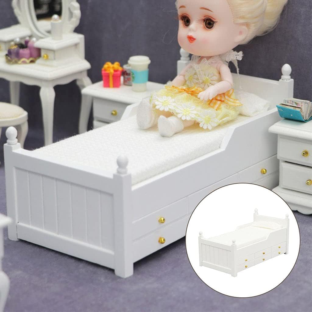Amazon.co.jp: 1/12ドールハウス家具 ミニチュアベッド ベッド