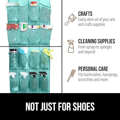 Miniatura 99 de Gorilla Grip - Zapatero para colgar en la puerta, 24 bolsillos de malla de hasta 40 libras, organizador para parte trasera del armario, soportes