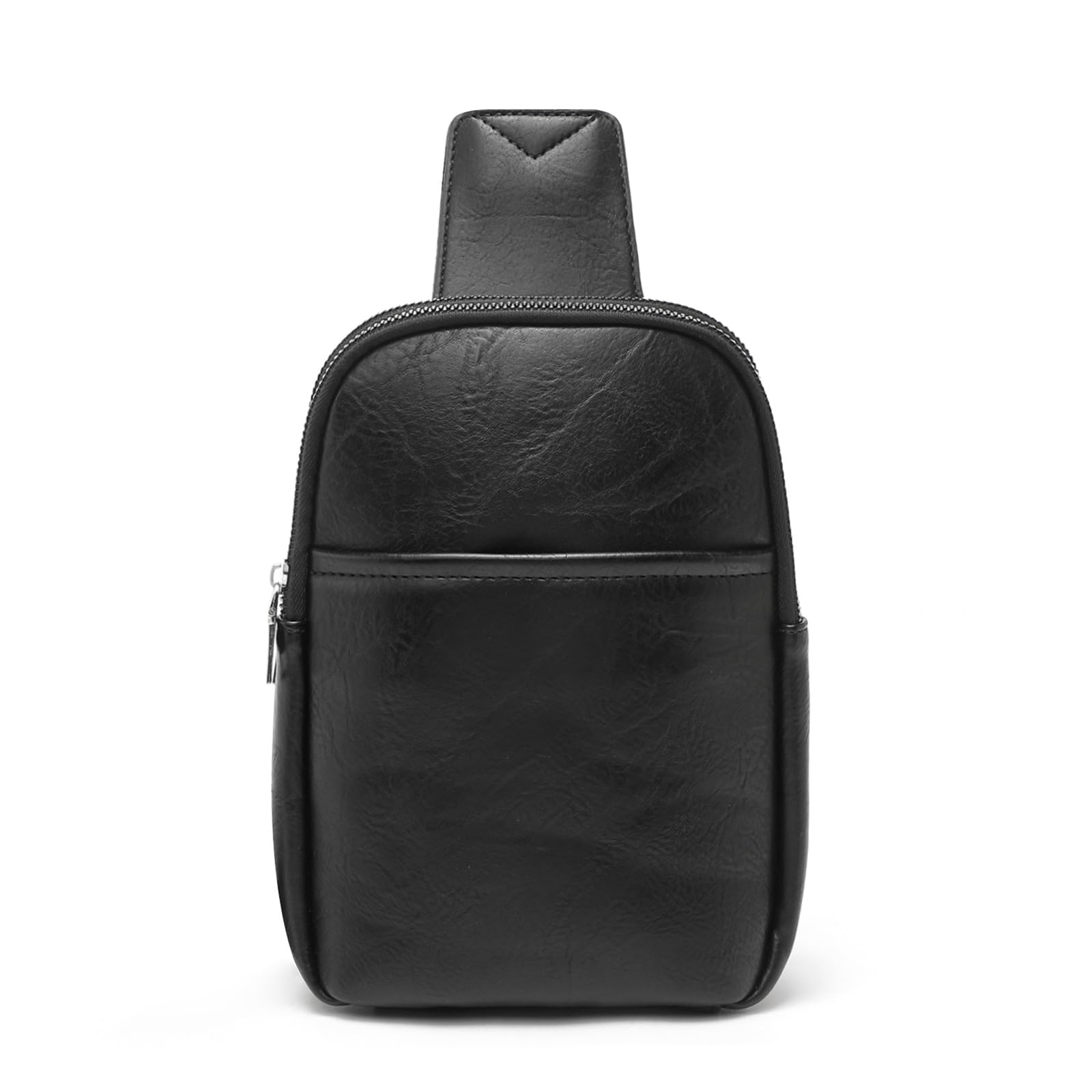 Cross body Bag Women Anti Theft Sling Bag Chest Bag Shoulder Bag with Guitar Strap PU Leather Travel (Black)