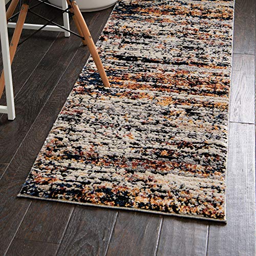 Rugs.com Tucson Collection Rug – 6 Ft Runner Multi Low Rug Perfect for Hallways, Entryways
