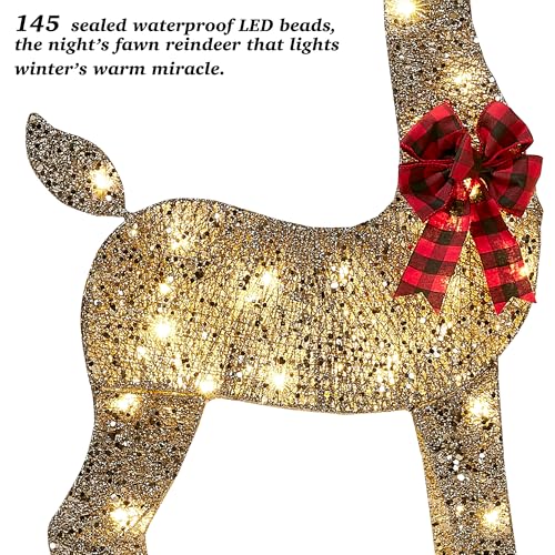 48 Inch Gold Lighted Christmas Reindeer Set, 3-Piece