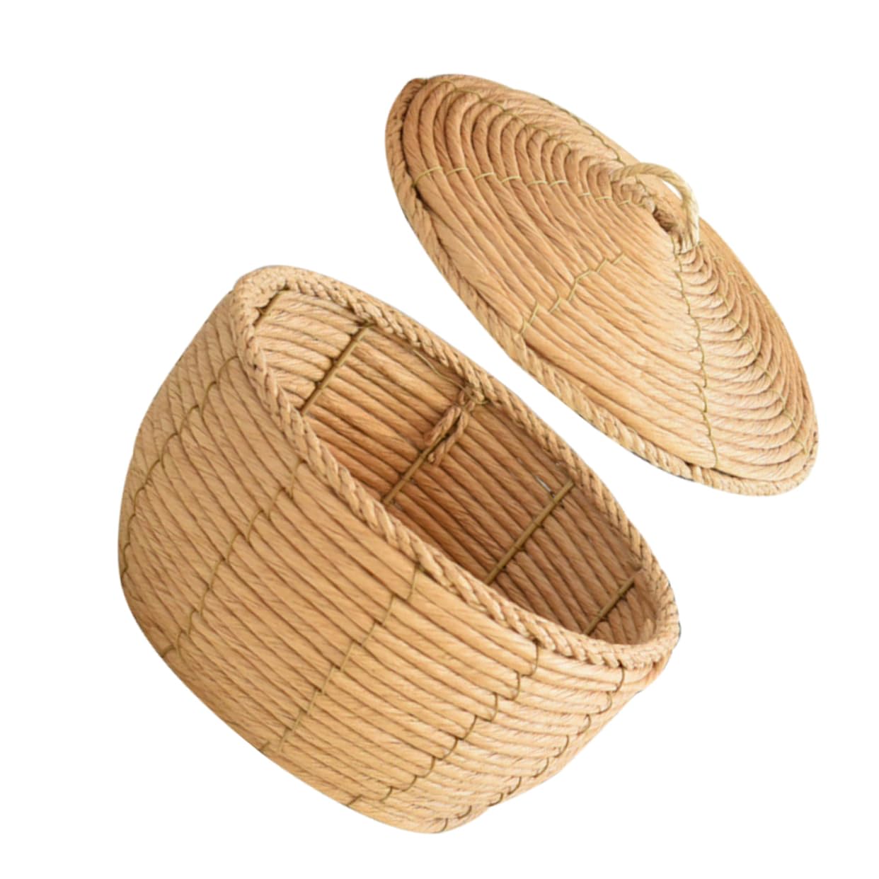 Rattan Storage Basket Woven Basket Decorative Baskets Shelf Baskets for Storage Woven Storage Basket Snack Organizer Bread Basket with Lid Cute Basket Door Basket Paper Rope Coffee STOBAZA