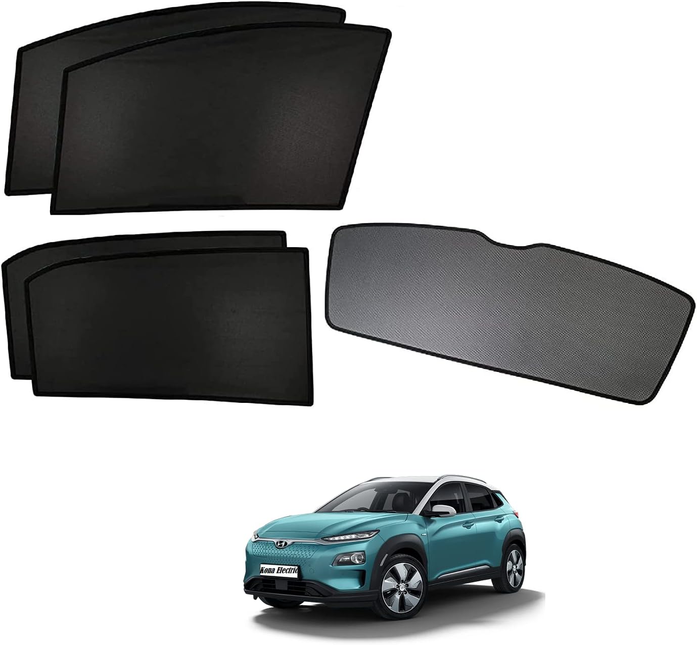 Kozdiko Car Window Custom Fit Sun Shades Fix with Dicky Non Magnetic Curtains Mesh Compatible for Hyundai Kona Electric