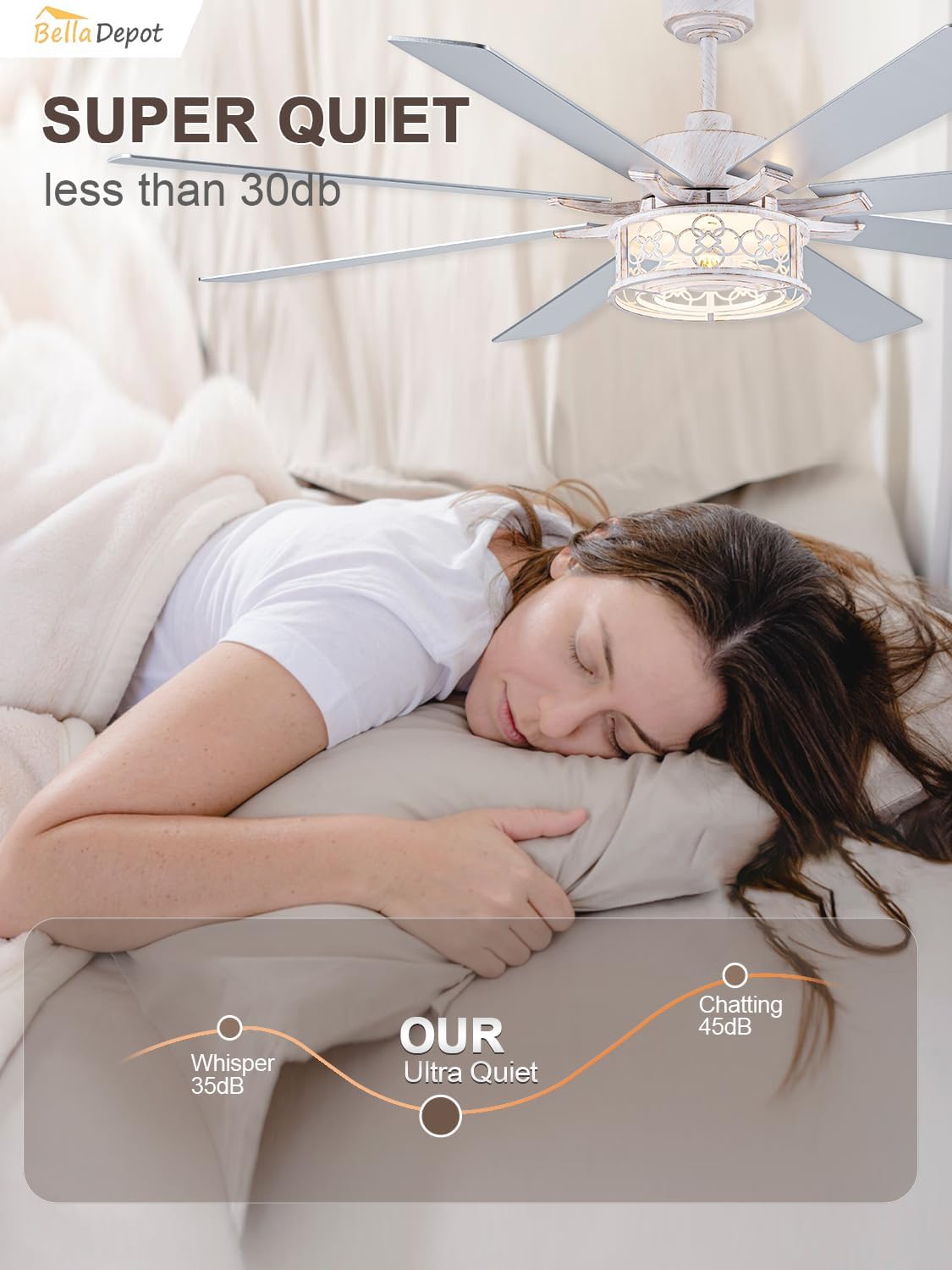72 Inch Farmhouse Ceiling Fan with Lights Large Chandelier Caged Fan with Quiet Reversible DC Motor Rustic Fan with Wooden Blades - Ideal for Bedroom, Living Room, Dining Room, Any big spaces