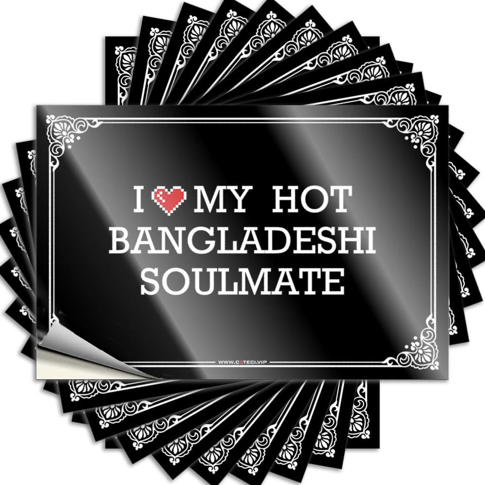 Funny Sticker Bedroom Door Decor Waterproof Vinyl Sticker | I Love My Hot Bangladeshi Soulmate Accent Case for Science DIY Projects(12X18CM)
