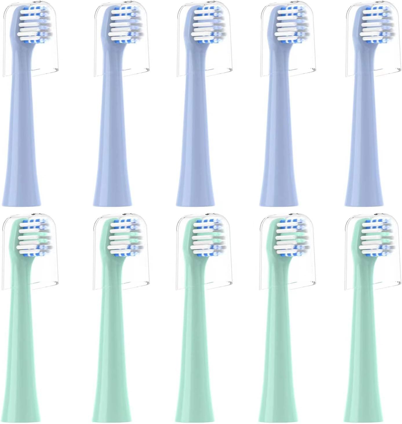 Replacement Toothbrush Heads 10 Pack Compatible with Colgate Hum Connected Smart Battery Electric Toothbrush Head,5 Blue+5 Green