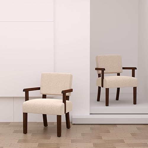 Miniatura 124 de Juego de 2 sillas decorativas con mesa, sillas de sala de estar con asiento suave y reposabrazos para sala de estar, dormitorio, sala de lectura,