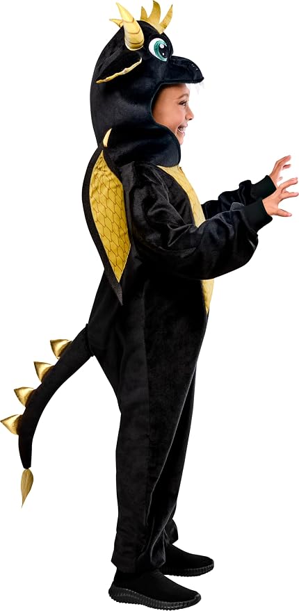Disfraz de Dragón Negro con Capucha para Niños, Tallas L/XL miniatura 4
