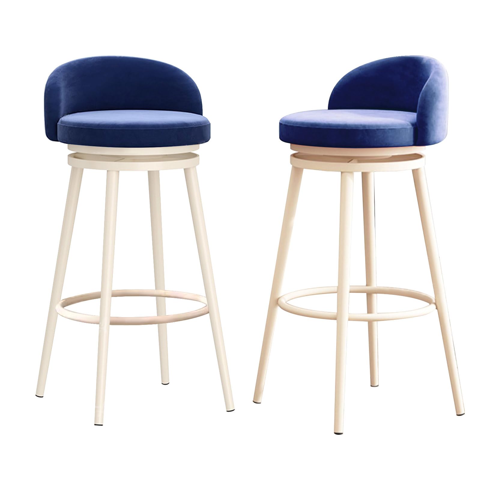 Chaises de comptoir en velours bleu avec repose-pieds lot de 2