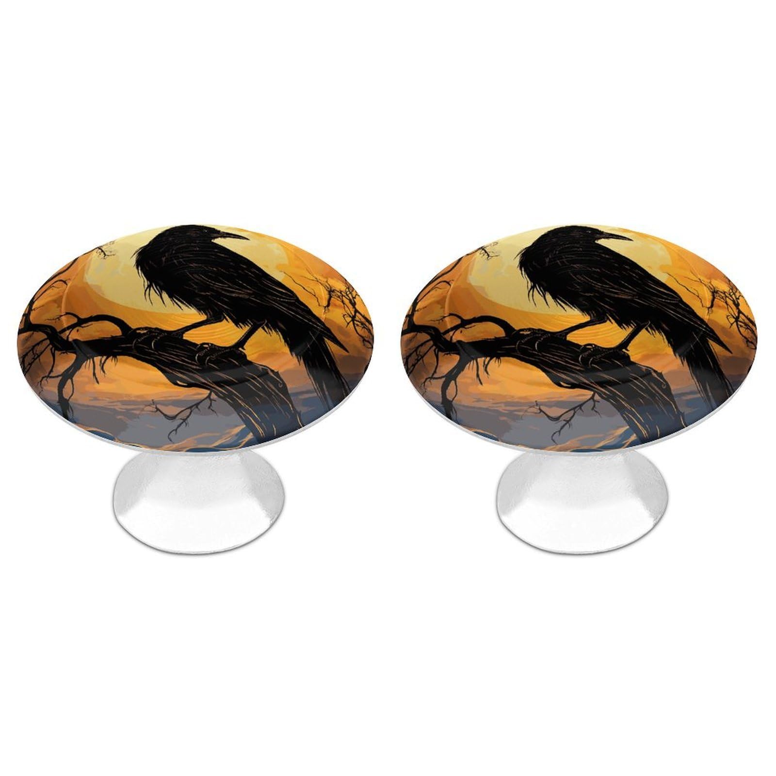 MUSM Crow Cabinet Knobs Aluminum Alloy Drawer Handles Kitchen Drawer Pulls Round Door Knob with Screw Simple Cabinet Hardware for Dresser Furniture Bathroom 2Pack