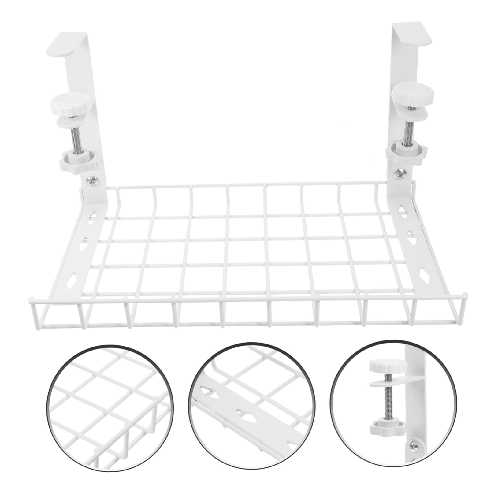 NUOBESTY Organizzatore di Cavi da Scrivania senza Trapano in Ferro Bianco Grande Capacità per Ufficio e Setup Gaming Design Moderno Minimalista