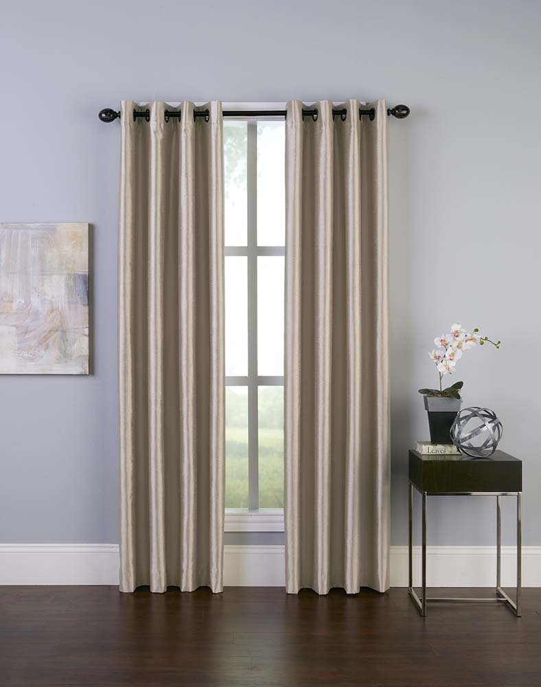 Curtainworks Malta Faux Silk Grommet Curtain Panel, Sand