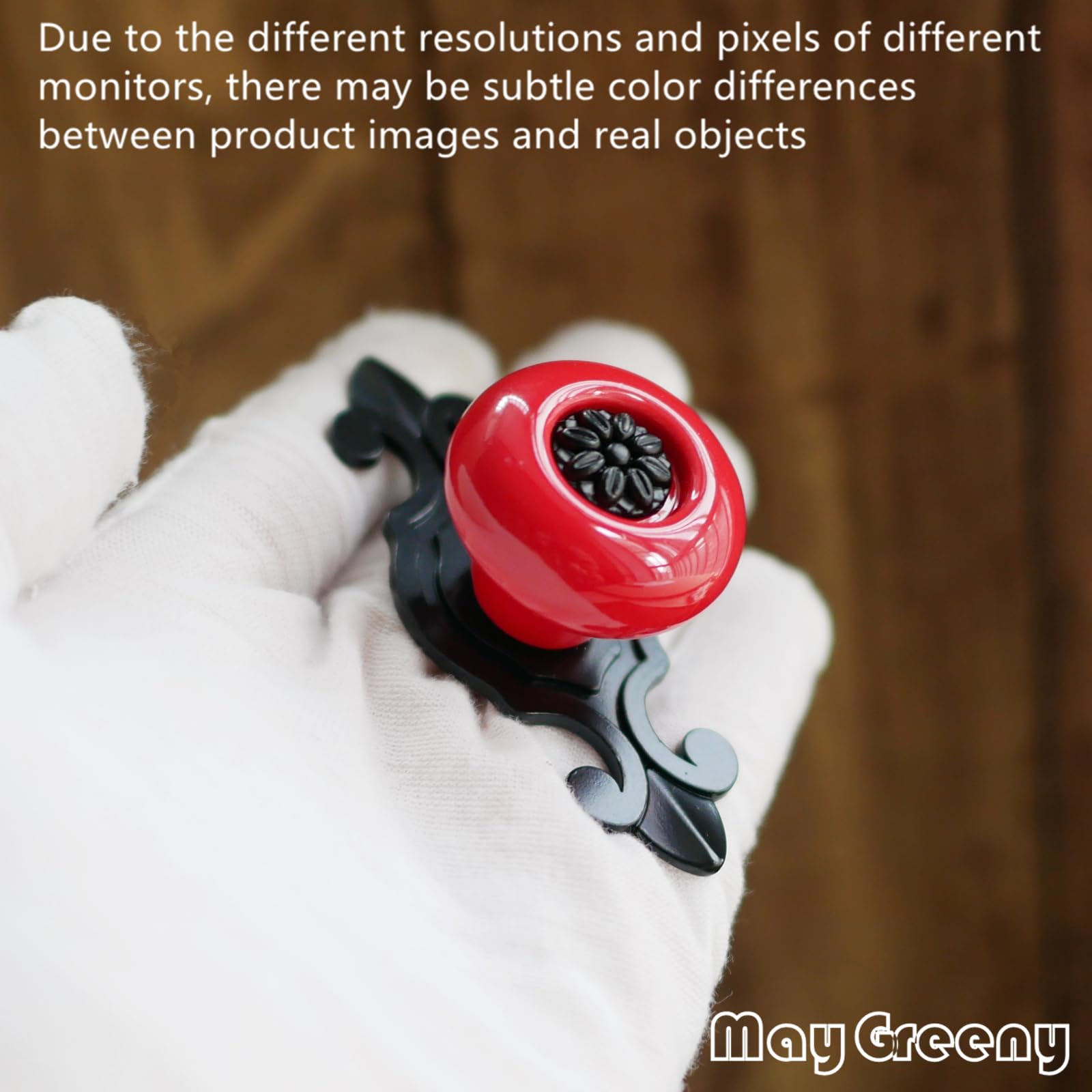 MayGreeny 8Pcs Vintage Ceramic Cabinet Knobs Handles Pulls for Kitchen Cabinets Cupboard Bathroom Dresser Wardrobe Closet Decoration Pulls (Red-Black) - Image 3