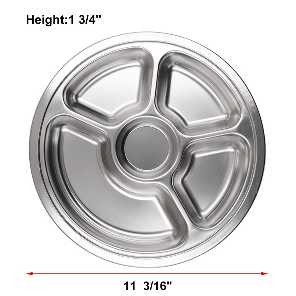 Set Di 4 Piatti Divisi In Acciaio Inossidabile 304, 20 Cm, 3 Scomparti, Riutilizzabili Per Campeggio E Casa