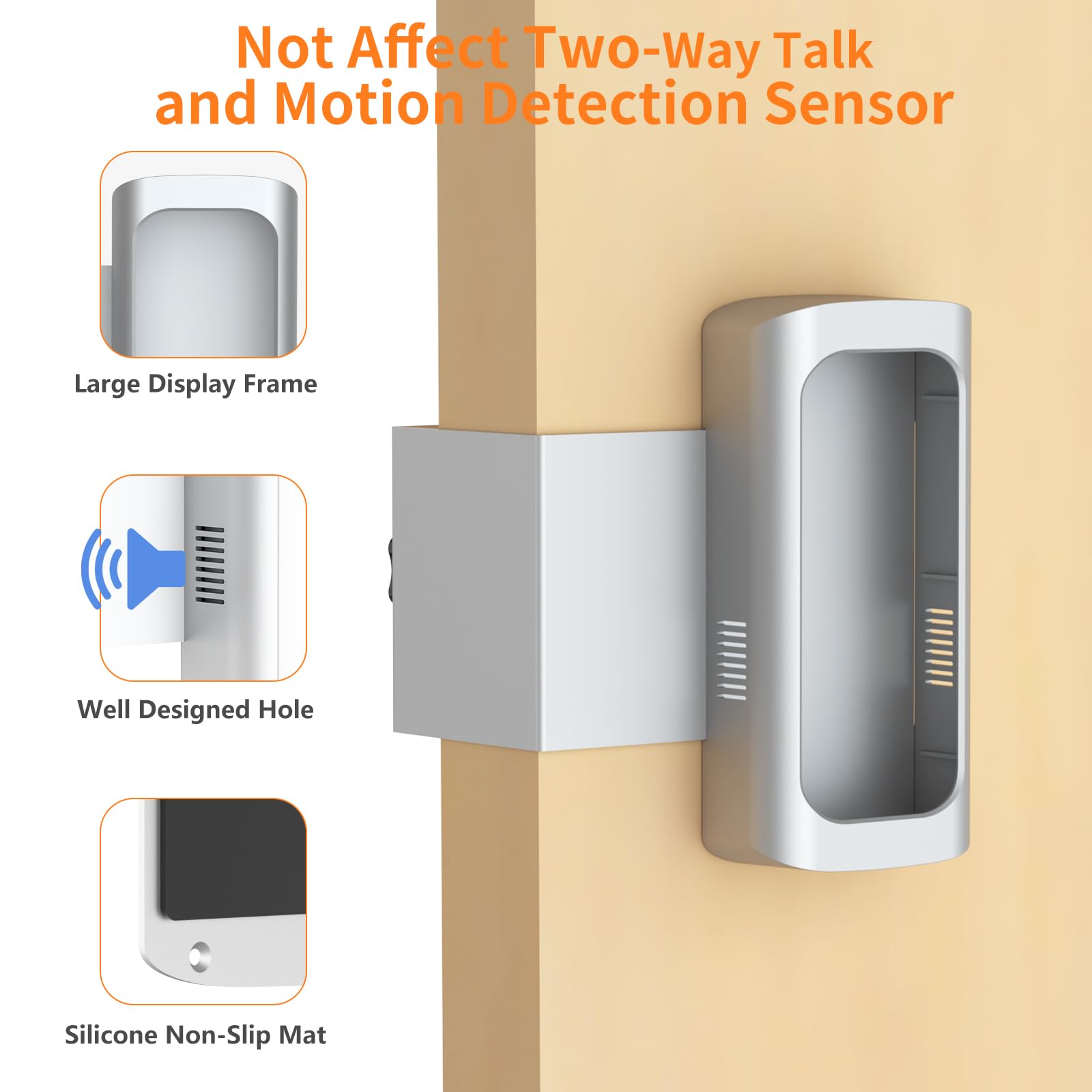 Soporte antirrobo para timbre de video, soporte para puerta de timbre sin perforación, compatible con timbre de video 1/2/3/4/(versión 2020)/timbre de batería Plus/Pro para casas, apartamentos,