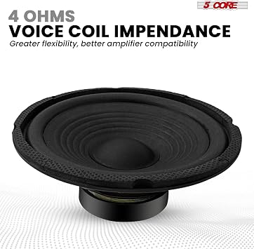 5 CORE Car Subwoofer 6 Inch 300W High Powered Vehicle Component Pro Audio Speaker System 4 Ohm 8 Oz Magnet w/High-Temperature CCAW Voice Coil - WF 672 1 PC