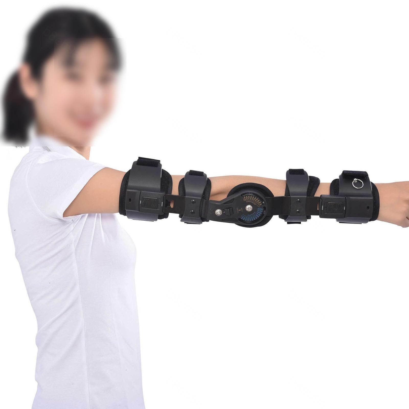 PopieL Tutore Gomito Regolabile Omero Tutore Fisso Traspirante Avambraccio Sling Superiore per Uomo Donna Gomito Stecca Immobilizzatore per Chirurgia Lussata, Recupero da Infortuni al Braccio,90°