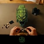 Green Helmet Compatible with Lego, Head Building Blocks Set, Display Collectible Decoration Set for Adults, Men, Women, Mom, Dad, 16+, Collectible Gift Idea