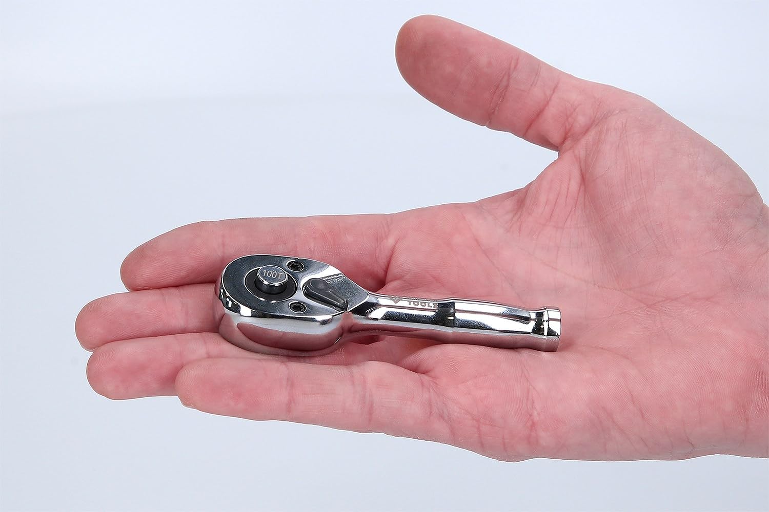 BRILLIANT TOOLS BT020999 Carraca reversible mini de 1/4" con mango metálico, 100 dientes [Powered by KS TOOLS]