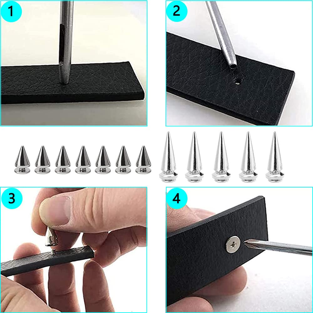 Rivetti A Croce In Lega Rotondi Argento Antico Gothic Punk 30 - Foto 13