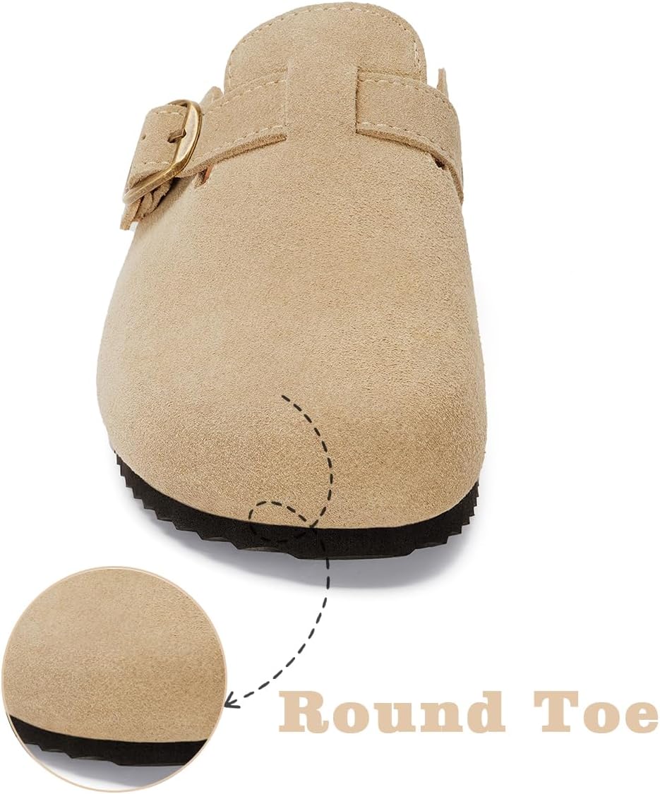 Kids Suede Clogs Boys Girls Cork Footbed Potato Shoes Classic Slip On Leather Mules Children Indoor Outdoor Sandals with Adjustable Buckle - Image 3