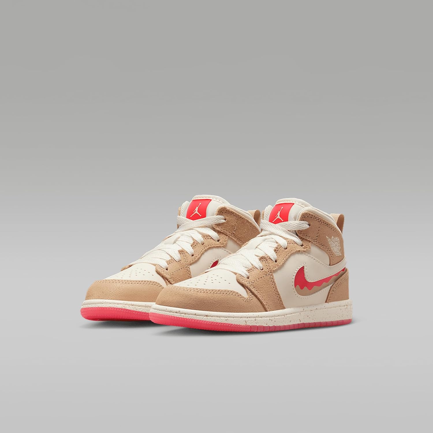 JORDAN 1 MID SE (PS) "DESERT/FUSION RED-PALE IVORY"