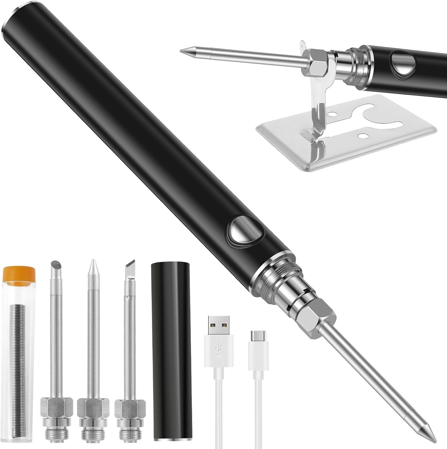 Cordless Soldering Iron Kit, 1100mAh 5V Fast Heating USB Welding Repair