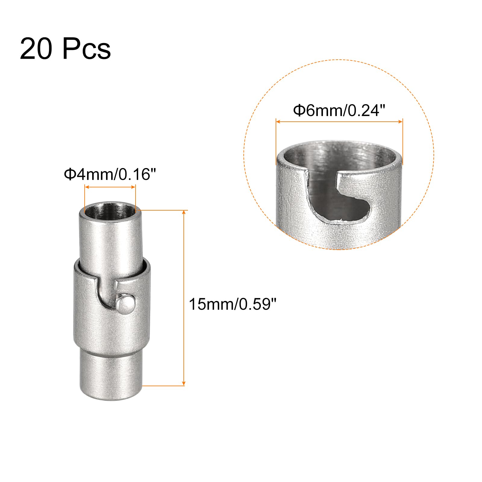 uxcell Leather Cord End Clasp, 20Pcs 4mm Hole Leather Clasps - Image 2