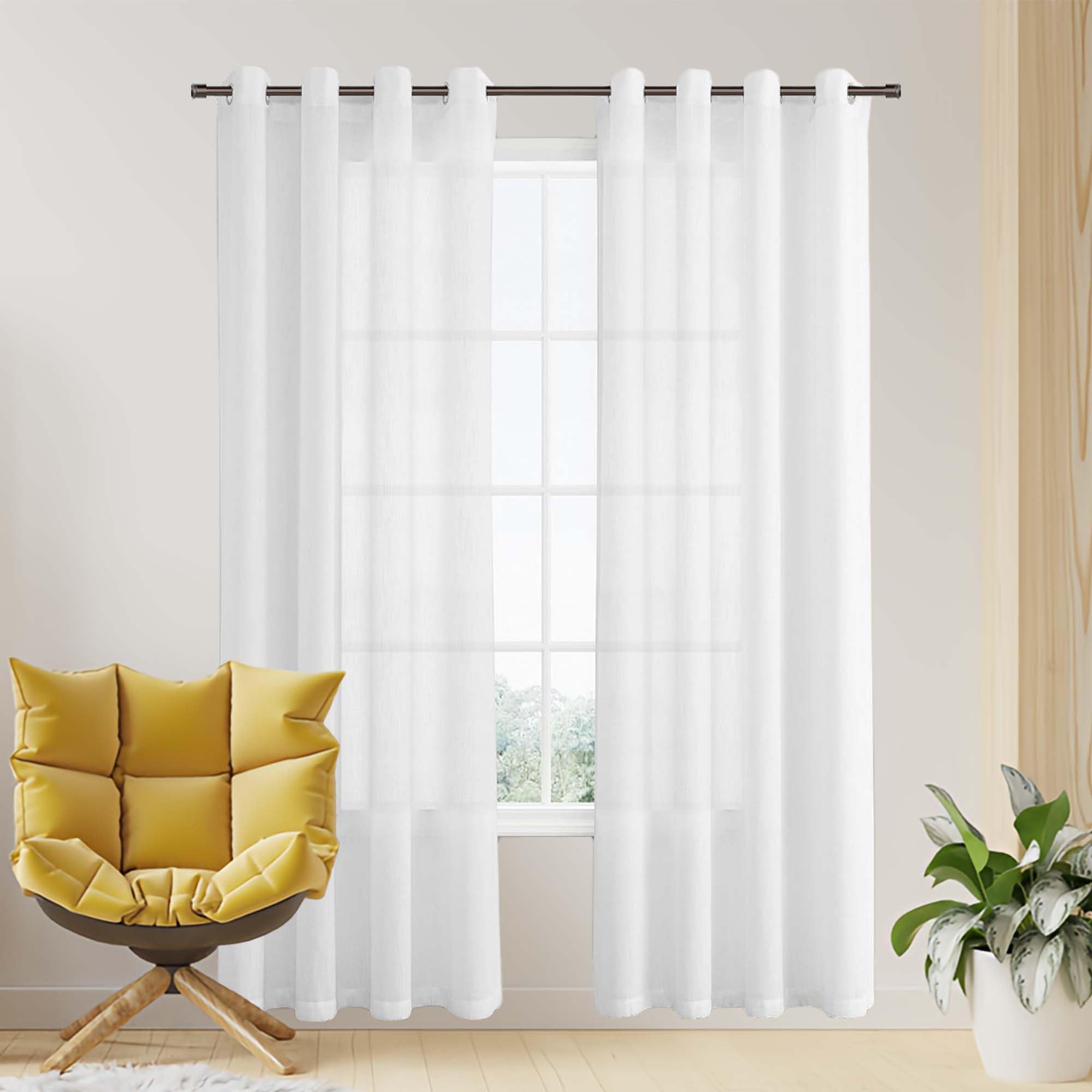 Voilages à oeillets 200x190 rideaux blancs décoration intérieur chambre