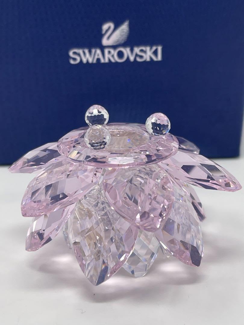 極美品 スワロフスキー 睡蓮 ロザリン キャンドルホルダー