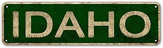 LINStore Idaho Sign, America State Name Vintage Metal Tin Sign, Wall Decor for Office/Home/Classroom - Best Decor Gift Ideas for Women Men Friends 4x16 Inches