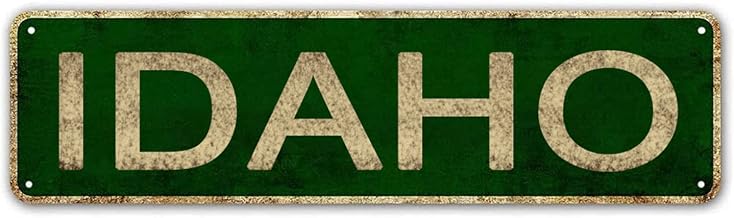 LINStore Idaho Sign, America State Name Vintage Metal Tin Sign, Wall Decor for Office/Home/Classroom - Best Decor Gift Ideas for Women Men Friends 4x16 Inches