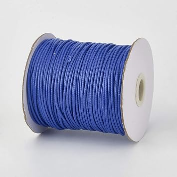 200 Yards Blue Korean Waxed Polyester Cord Threads Wax Polyester Braided Beading Cords Necklace Bracelet Wire String 1mm with Spool for Sewing Jewelry Making Macrame Supplies