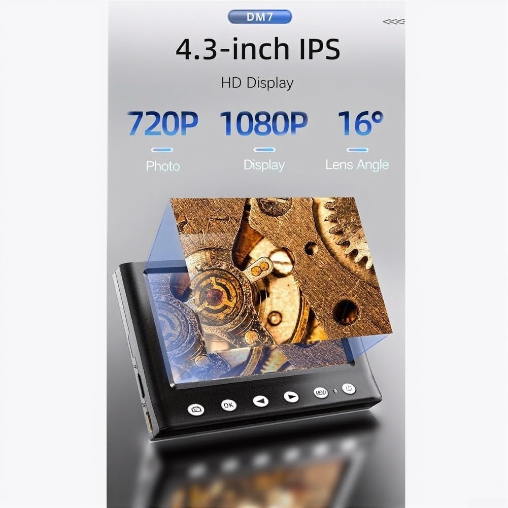 Microscopio digital, lupa de reparación de teléfono con pantalla LCD de 4.3 pulgadas y resolución de 1080P, aumento de 50X-1000X, iluminación LED ajustable