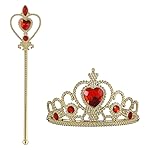 Vicloon Princess Dress Up Accessories, 2PCS Princess Crown and Wands for Little Girls, Jewelry Toy Gifts for Toddler Girls Christmas Party Cosplay Set