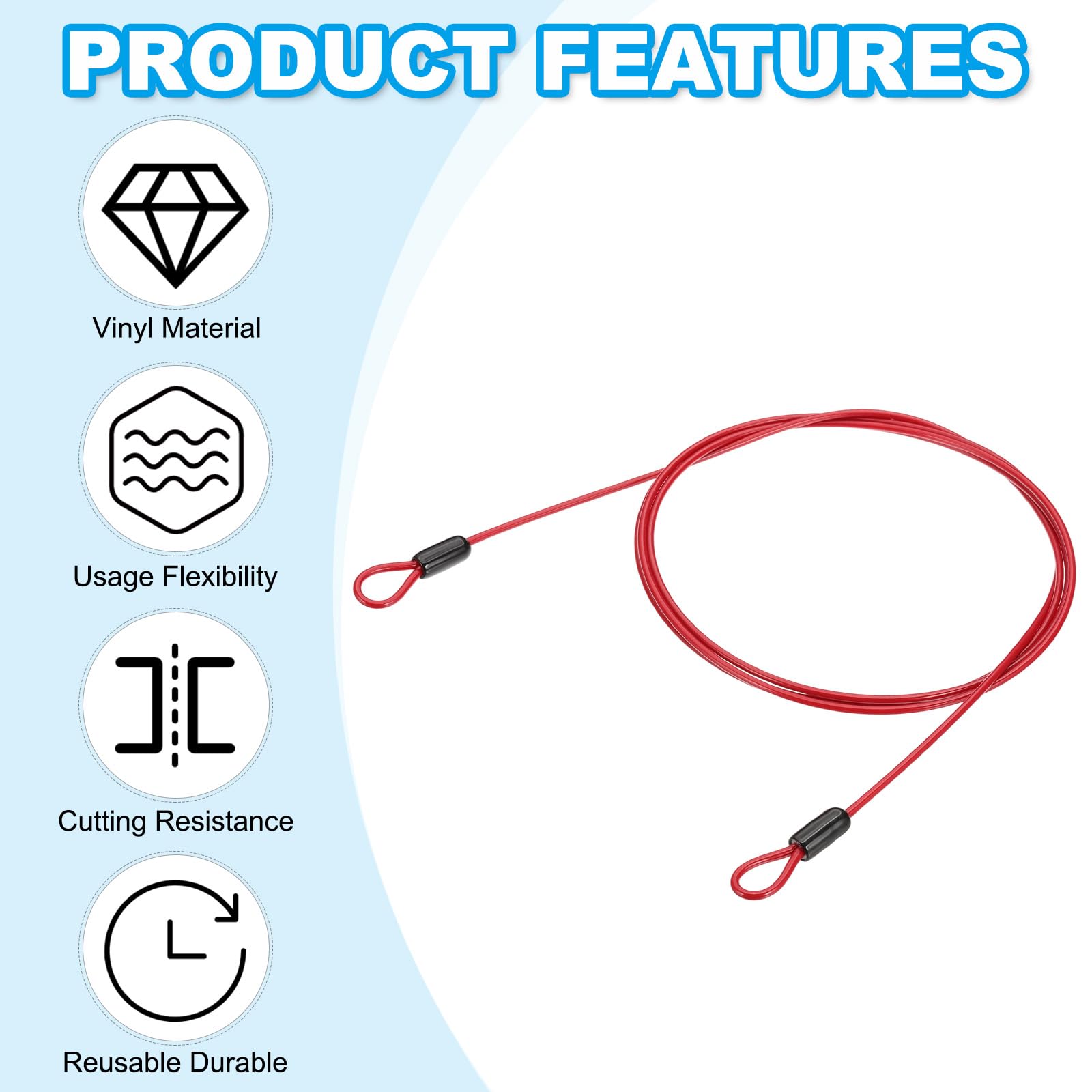PATIKIL 1/8" Dia Vinyl Coated Stainless Steel Cable with Loops - Image 4